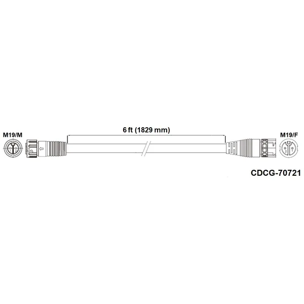 Fluence DC Extension Cable, 6' ( 1829mm ), M19 Push Lock