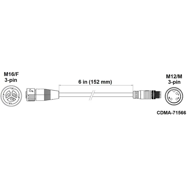 Fluence PSU1/PSE2 DC Dimming Signal Cable, 5' ( 1524mm ), Pigtail to M16 Push Lock Connector - Image 2