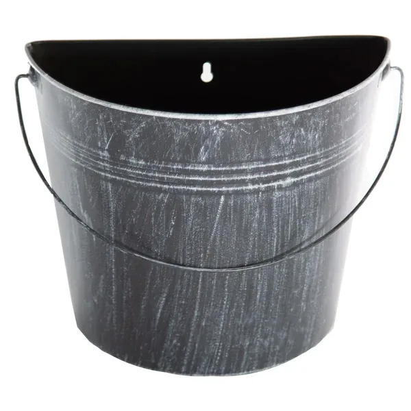 Gardener Select 10.2" Half Round Wall Bucket Antique Black 10.2"x5.1"x8.7" - Image 2