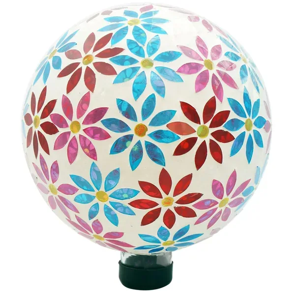 Gardener Select 10" Blue Red Orb Glass Garden Globe - Image 2