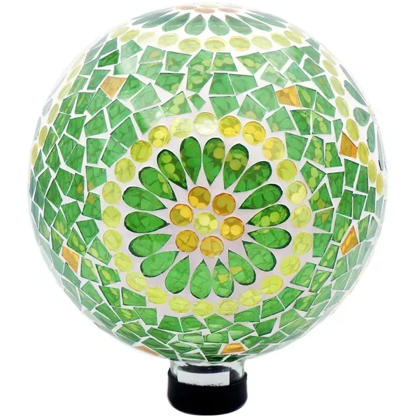Gardener Select 10" Green Collage Glass Mosaic Garden Globe - Image 2