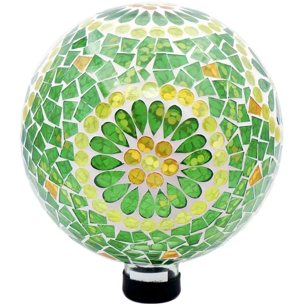 Gardener Select 10" Green Collage Glass Mosaic Garden Globe