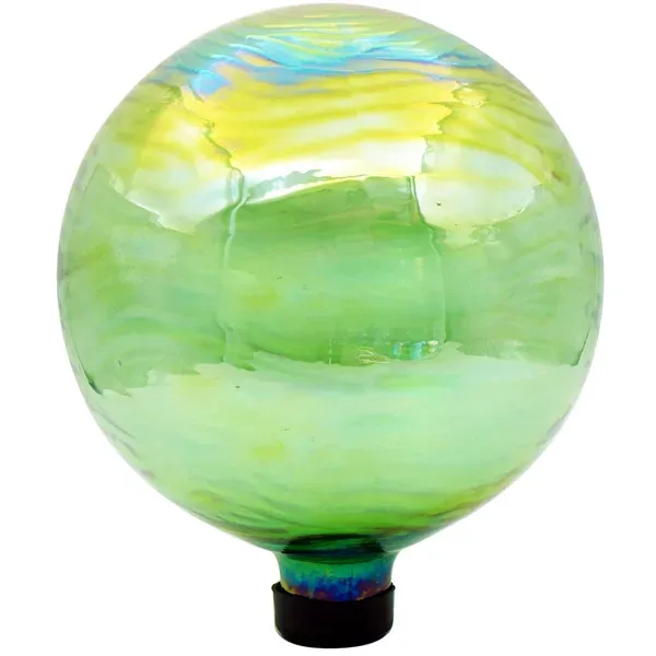 Gardener Select 10" Metallic Green Orb Glass Garden Globe - Image 2