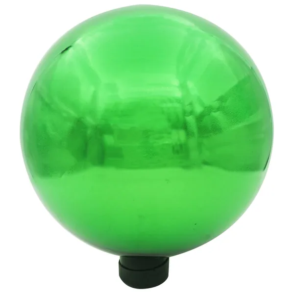 Gardener Select 10" Metallic Green Orb Glass Garden Globe