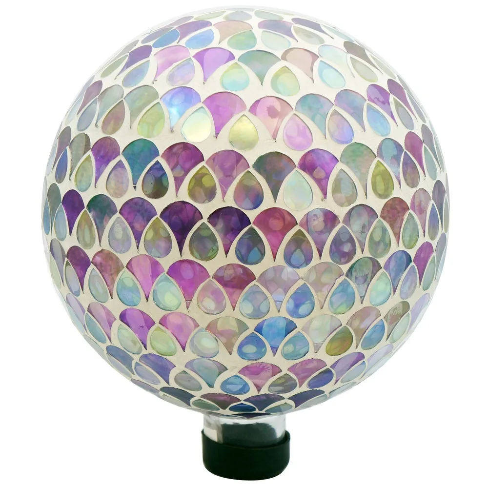 Gardener Select 10" White Inlay Glass Mosaic Garden Globe - Image 2