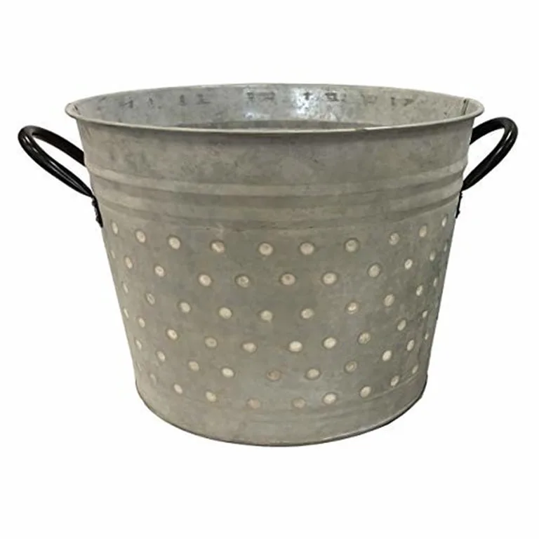 Gardener Select 11.8" White Metal Planter with Dot Design & Handles - Image 2
