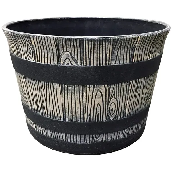 Gardener Select 12" Barn Whiskey Brl Round Planter - 1 Planter - Image 2