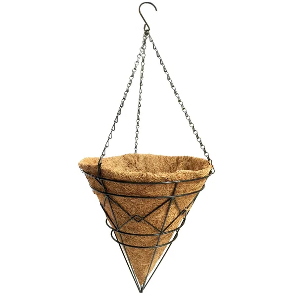 Gardener Select 12" Black Plaid Cone Hanging Basket 12"wx12"h