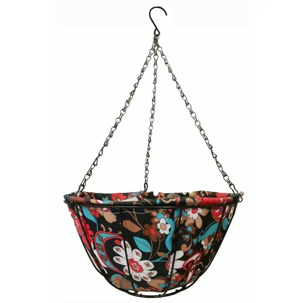 Gardener Select 12" Hanging Basket Black Red Fabric Coco Liner - Image 2