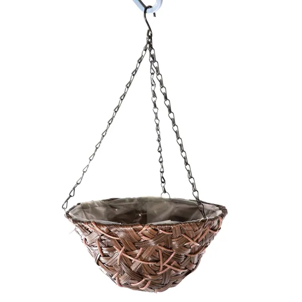 Gardener Select 12" Hanging Basket Round Brown Wicker 3 Strand Hanger