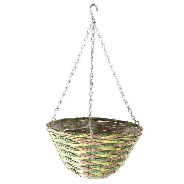 Gardener Select 12" Plastic Round Hanging Basket Tan/Light Green/Green - Image 2