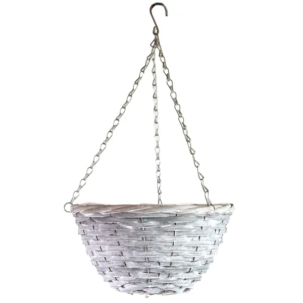 Gardener Select 12" Round Grey Wood Hanging Basket w/ Chain Hanger