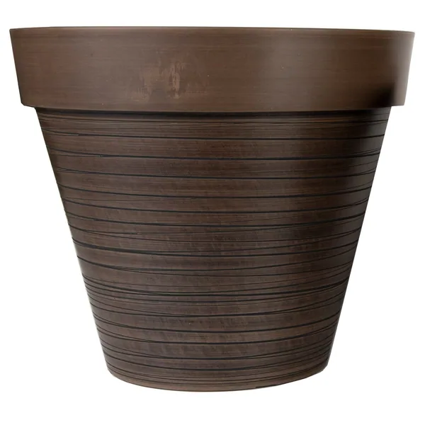 Gardener Select 14" Carved Finish with White Lines Chocolate Planter