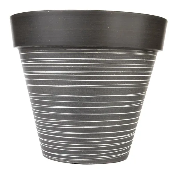 Gardener Select 14" Carved Finish with White Lines Light Grey Planter - Image 2