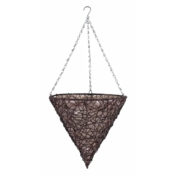 Gardener Select 14" Cone Hanging Basket Dark Brown Wicker - 1 Basket