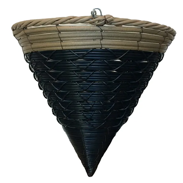 Gardener Select 14" Cone Hanging Basket Gray Tan Band Wicker - 1 Basket