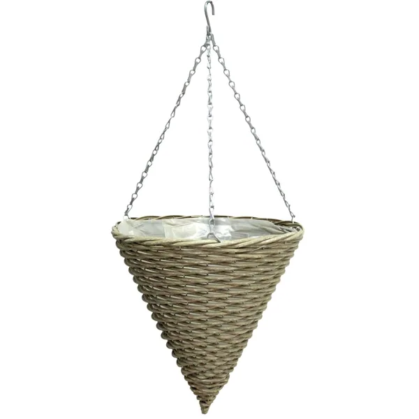 Gardener Select 14" Cone Hanging Basket Light Striped Wicker - 1 Basket