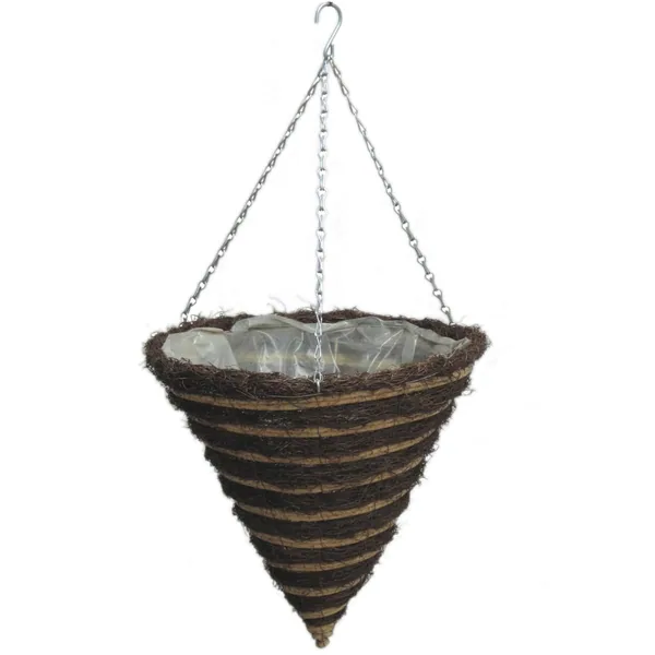 Gardener Select 14" Cone Hanging Basket Striped Resin Wicker - 1 Basket