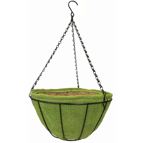 Gardener Select 14" Jute Hanging Basket Green with Coco Liner - Image 2