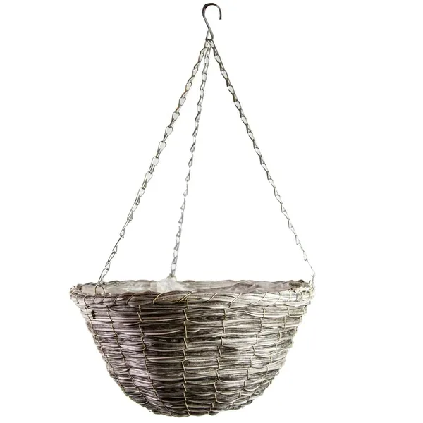 Gardener Select 14" Round Grey/Black Plastic Hanging Basket with Chain Hanger - 1 Basket - Image 2