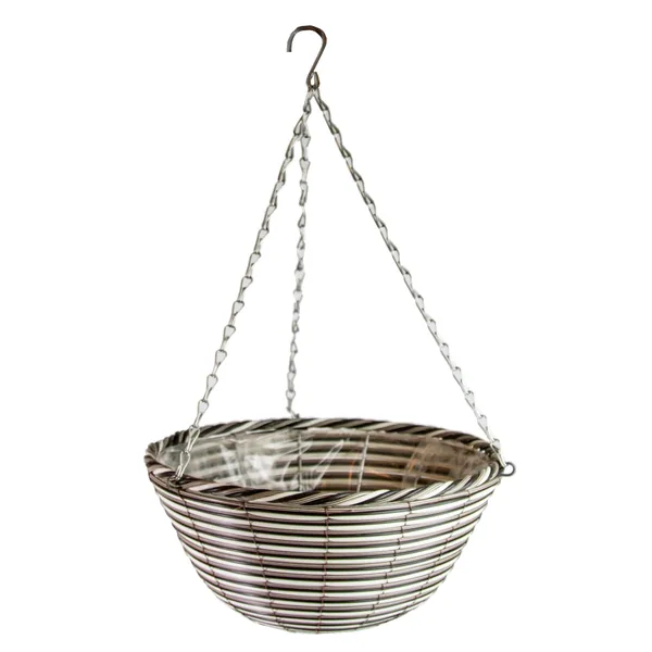 Gardener Select 14"' Round White/Black Plastic Hanging Basket with Stiff Hanger
