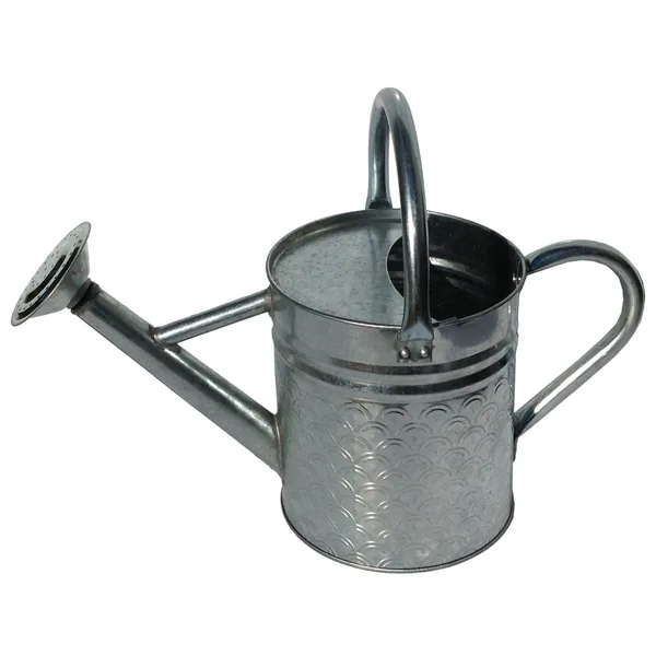 Gardener Select 2.4L.63G Watering Can Galvanized Finish Textured Pattern
