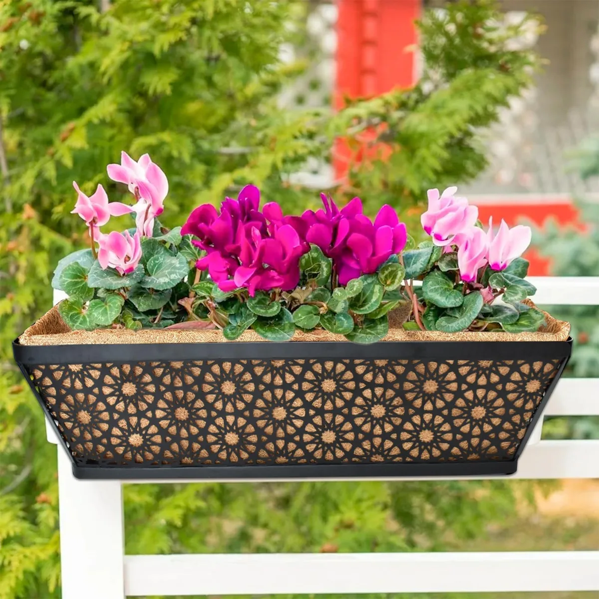 Gardener Select 24" Black Plaid Window/Deck Planter 24"wx7.5"h 2 Brackets Enclosed - Image 2