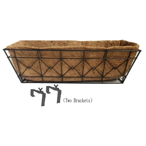 Gardener Select 24" Black Plaid Window/Deck Planter 24"wx7.5"h 2 Brackets Enclosed