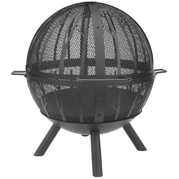 Gardener Select 34.25"x32.4"x33.2" Tree Branch Fire Ball Black.8mm Steel with Poker