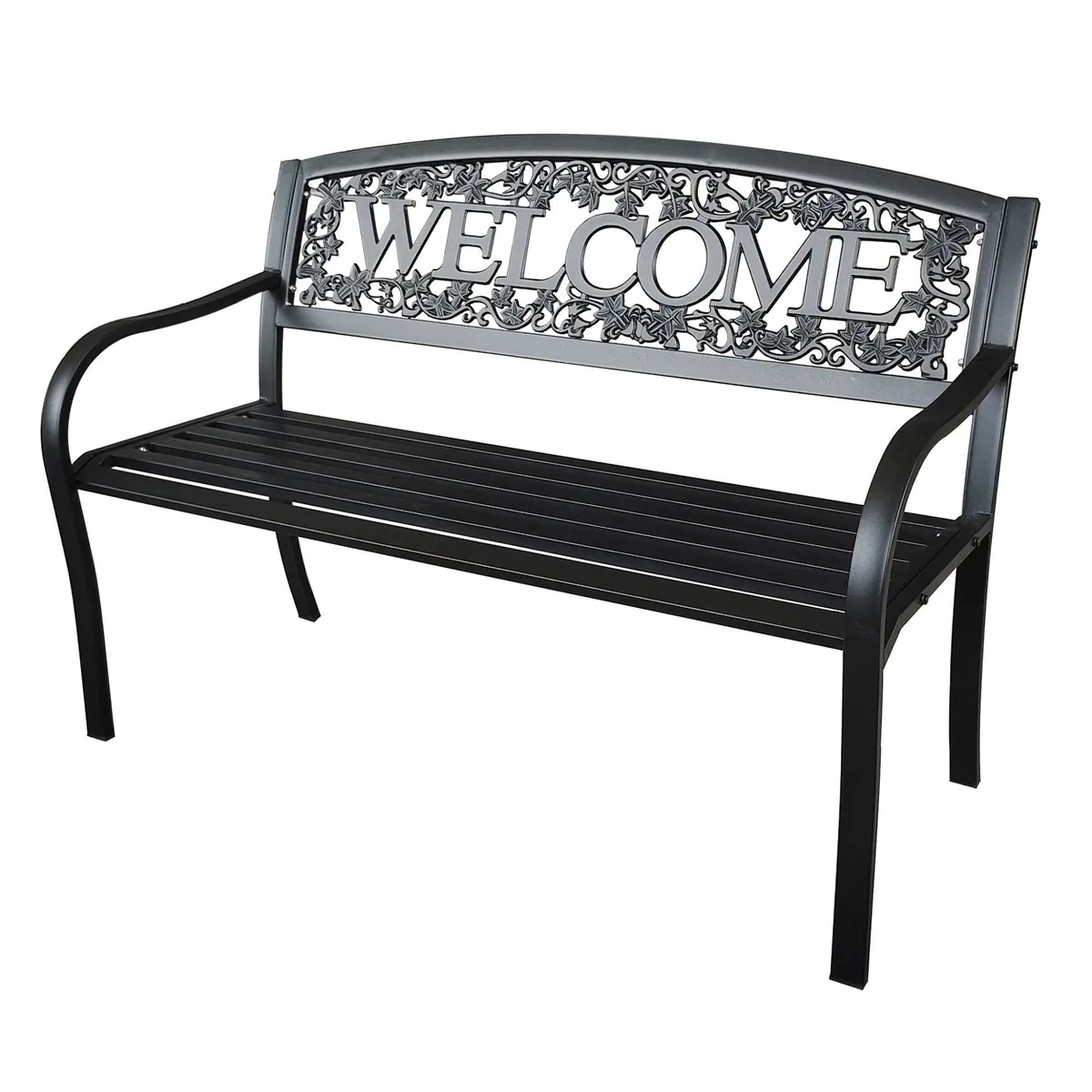Gardener Select 4' Welcome Bench Black, Aluminum & Iron - Image 2