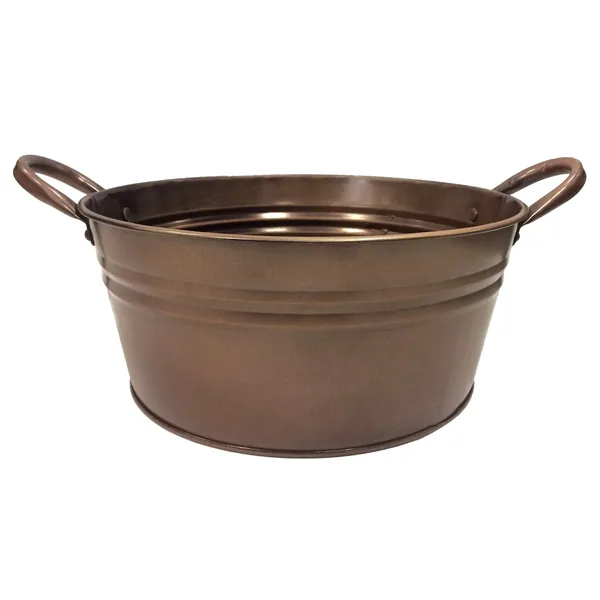 Gardener Select 9" Round Short Tin Bucket Antique Copper 9"wx10"h