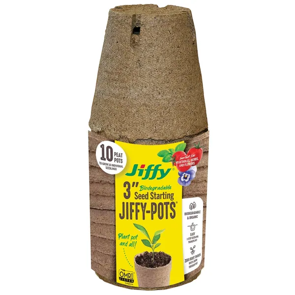 Jiffy 10pk 3" Round Peat Pots Retail Pack