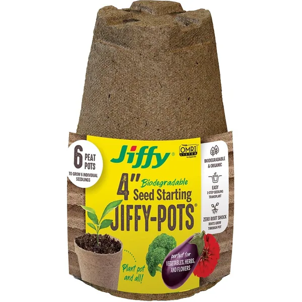 Jiffy 6pk 4" Round Peat Pots