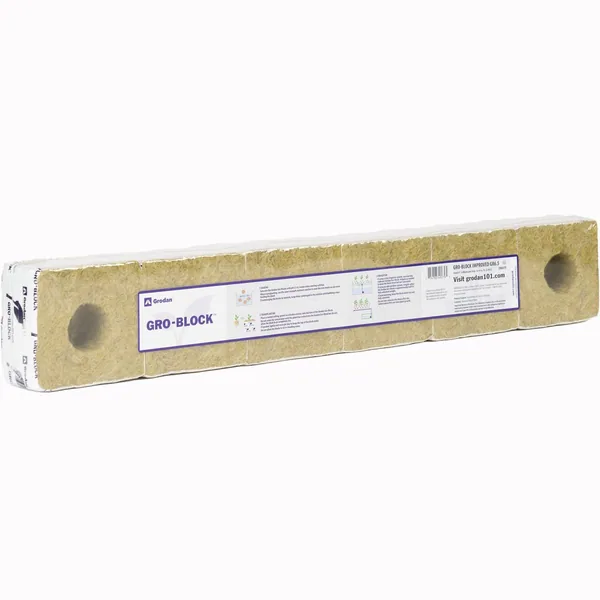 Grodan Gro-Block Improved GR6.5 - Small 4" (4x4x2.6) w/Hole - Shrinkwrap/Strip - Carton