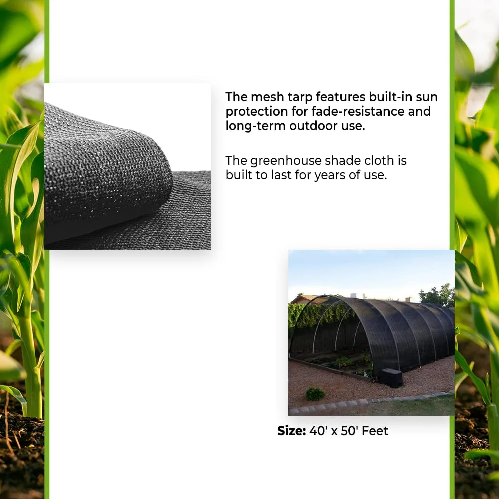 GROW1 Greenhouse Shade Cloth w/ Brass Grommets 70% Light Dep 40ft x 50ft - Image 2