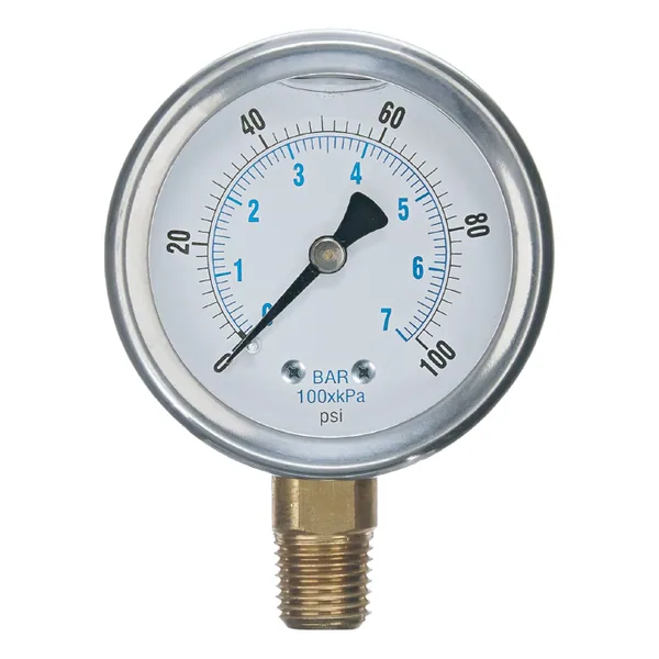 GROW1 Liquid Filled Pressure Gauge 0-100PSI