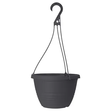Grower Select 10.00 Everest Hanging Basket, With 18in Hanger, Black, 10.08in OD x 6.99in H, 1.5 Gallon (Case of 70)