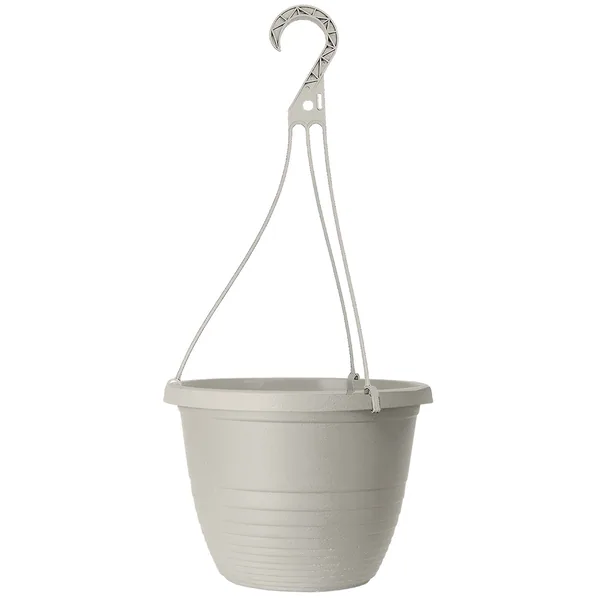 Grower Select 10.00 Everest Hanging Basket, With 18in Hanger, Cotton White, 10.08in OD x 6.99in H, 1.5 Gallon (Case of 70)
