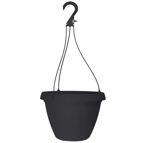 Grower Select 10.50 Cove Combo Hanging Basket, with Hanger, Black, 10.51in OD x 6.75in H, 1.68Gallon (Case of 66)