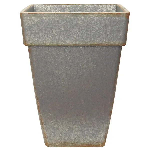 Grower Select 11.00 Euro Square Plastic Pot with False Bottom Painted Galvanized Look 3.7gal - 10.8in OD x 12.2in H - Image 2