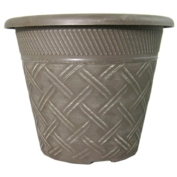 Grower Select 11.00 Nondas Lattice Pot ACP Aged Cappuccino 1.9gal - 10.827in OD x 9.5in ID x 8.734in H (Case of 50)