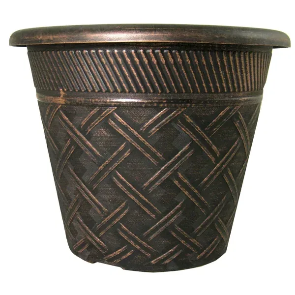 Grower Select 11.00 Nondas Lattice Pot Black / Copper 1.9gal - 10.827in OD x 9.5in ID x 8.734in H (Case of 50) - Image 2