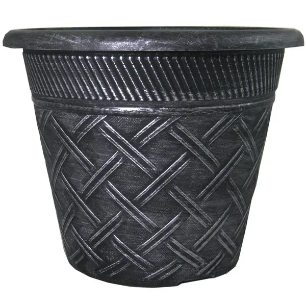 Grower Select 11.00 Nondas Lattice Pot Black / Silver 1.9gal - 10.827in OD x 9.5in ID x 8.734in H (Case of 50) - Image 2