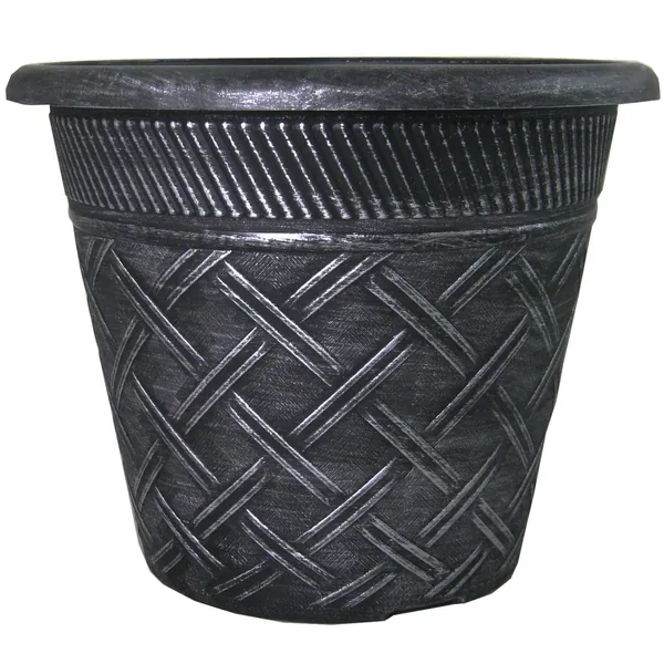 Grower Select 11.00 Nondas Lattice Pot Black / Silver 1.9gal - 10.827in OD x 9.5in ID x 8.734in H (Case of 50)