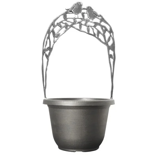 Grower Select 11.50 Bird Trellis Smooth Pot, Silver, 11.5in OD x 7.99in H, 15in Trellis, 2.2 Gallon (Case of 22)