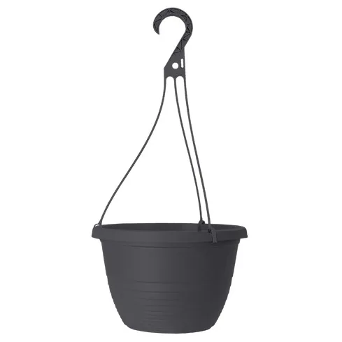 Grower Select 13.00 Everest Hanging Basket, With 18in Hanger, Black, 12.99in OD x 7.48in H, 2.8 Gallon (Case of 64)