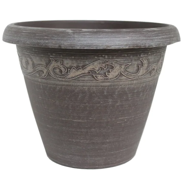 Grower Select 13.00 Naomi Planter Aged Cappuccino Tan Brush on Brown 2.95gal - 13.2in OD X 10.2in H x7.12in BD