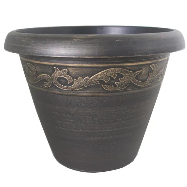 Grower Select 13.00 Naomi Planter Gold Brush on Black 2.95gal - 13.2in OD X 10.2in H x7.12in BD (Case of 12) - Image 2