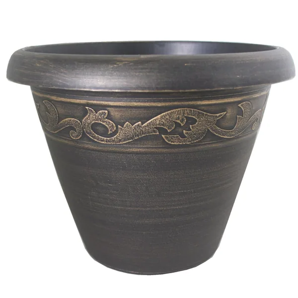 Grower Select 13.00 Naomi Planter Gold Brush on Black 2.95gal - 13.2in OD X 10.2in H x7.12in BD (Case of 12)