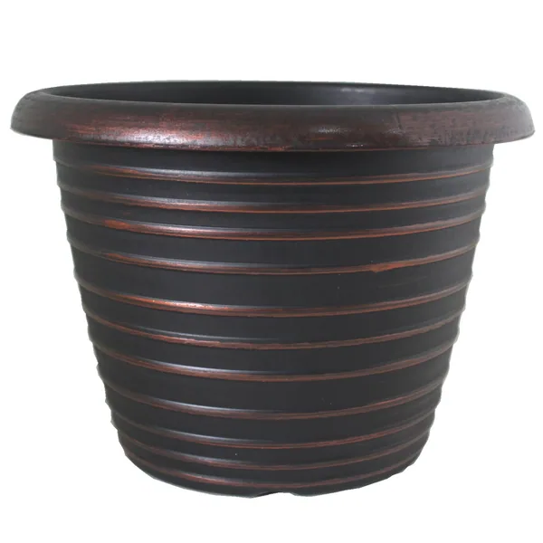 Grower Select 13.00 Stout Round Full Rings Copper Brush on Black 2.94gal - 13.3in OD x 9.5in H x 8in BD (Case of 15)